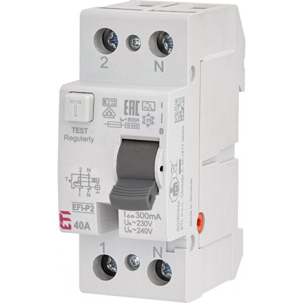 Intrerupator diferential RCCB 1P+N 40A/300mA tip A Eti 002061132