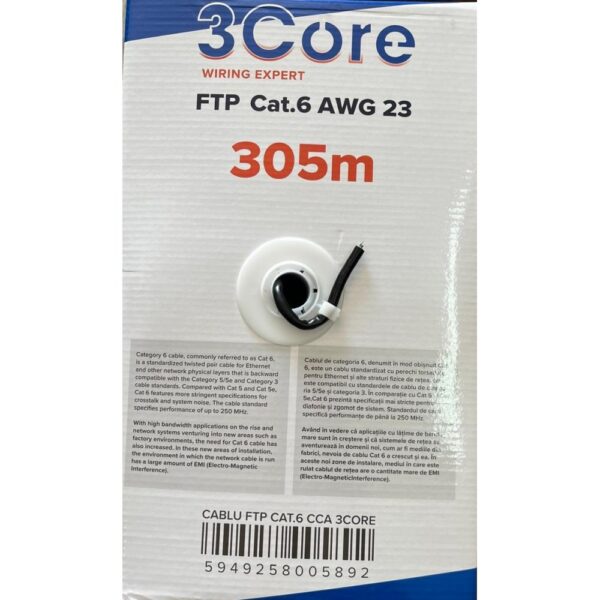 Cablu FTP cat.6 CCA 0.56 23AWG rola 305m TED 3Core005892