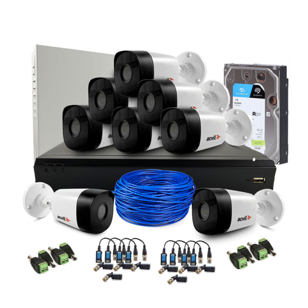 Sistem supraveghere exterior complet Acvil Pro Starlight ACV-C8EXT40-2MP