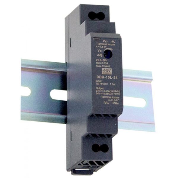 Convertor pe sina DIN DC/DC; 15W; Uies-5VDC; Iies-3A MeanWell DDR-15G-5