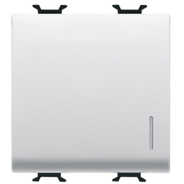 Buton cu revenire 2 module Gewiss Chorus GW10172, 1P ND 16A, iluminare, alb