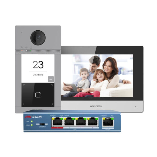 Kit videointerfon WiFi Hikvision DS-KIS604-S(C)