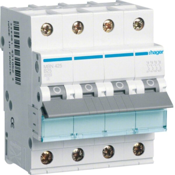 Siguranta automata 4P 25A 6kA curba B Hager MBN425