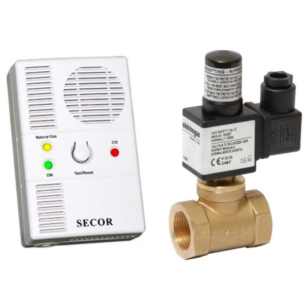 Detector de gaz metan si monoxid de carbon SECOR D+ electrovalva ELEKTROGAS EVRMNA2O 220V 3/4 (fost SECOR 2000)
