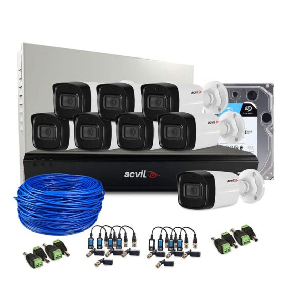 Sistem supraveghere exterior complet Acvil Pro ACV-C8EXT40-5M-V2