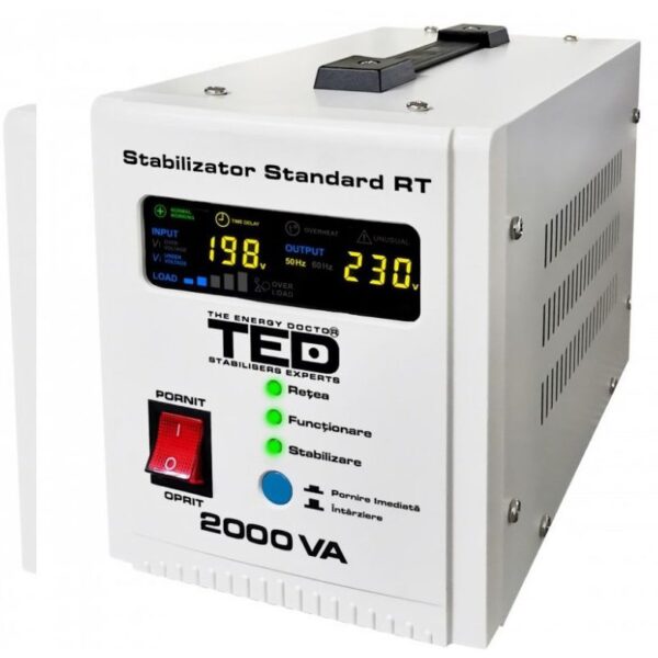 Stabilizator retea maxim 2000VA / 1200W AVR TED2000 TED Electric, 2 prize Schuko