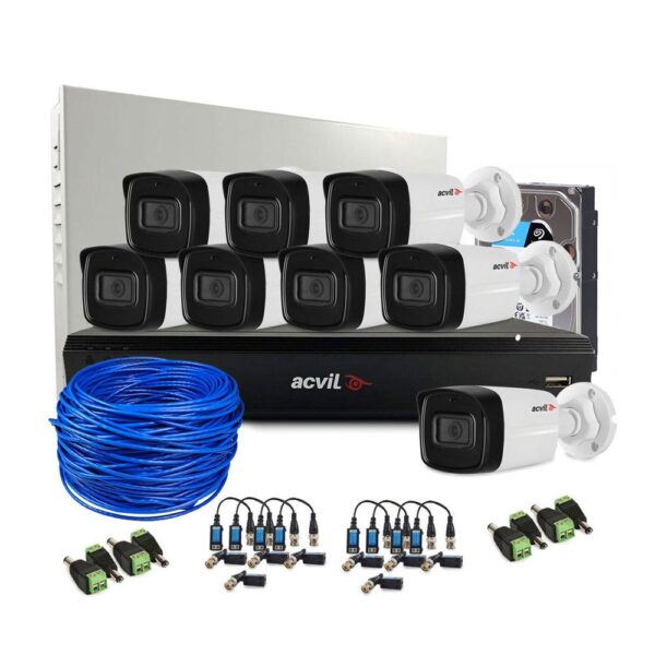 Sistem supraveghere exterior complet Acvil Pro ACV-C8EXT40-2MP-V2